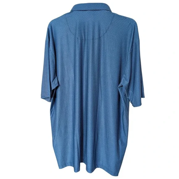 Collars & Co Mens Blue Mosaic Featherweight Relaxed Dress Collar Flex Polo 2XL - Picture 3 of 9